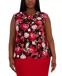 /LX082/ Kasper Plus Stretch Twist-Neck Trikot Top rot mehrere Größe 1X - Bild 1 von 1