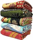 Indian Kantha Quilt Handmade Vintage Gudri Twin Size Cotton Throw Bedspread