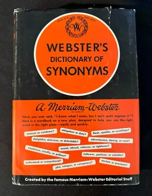 Webster's Dictionary of Synonyms - 1951 HC/DJ - Merriam-Webster - VG+ - Image 1 of 4