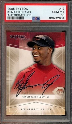 2005 SKYBOX #17 Ken Griffey Jr. GEM-MT Autographics PSA 10 Cincinnati Reds 2684 - Image 1 of 2