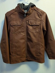 Ring of Fire Big Boys Raging Biker Moto Hooded Jacket Coat Size L (Large-kids) - Picture 1 of 5