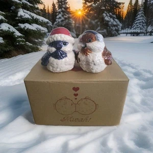 Westland Giftware Mwah Urlaub Vögel tragen Nikolausmütze Salz- und Pfefferstreuer - Bild 1 von 8