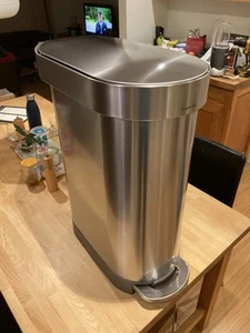 BARELY USED - Simplehuman Slim Pedal Bin in Non-marking Stainless Steel - Picture 1 of 15