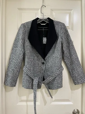 Blazer Casa Blanca Mercado Negro Mujer Mezcla Lana Talla 8P Foto 1 de 4