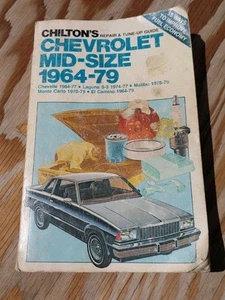 CHILTONS REPAIR & TUNE UP GUIDE CHEVROLET MID SIZE 1964-79 Worn - Foto 1 di 6