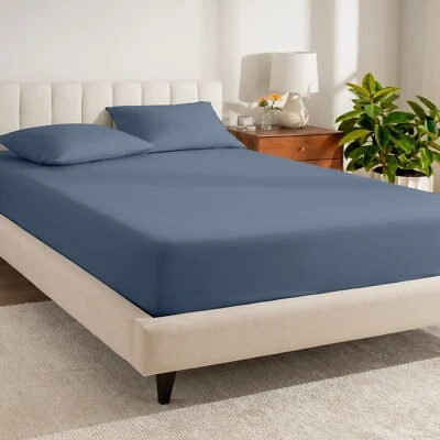 Bare Home Organic Cotton Percale Fitted Bottom Sheet - 260 Thread Count - Image 1 of 4