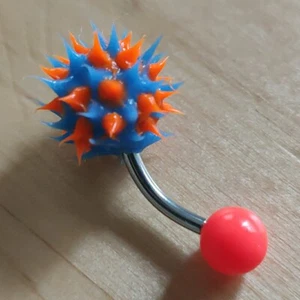 Silicone Spiky Bendy Belly Piercing Bar Barbell Tongue Nose Grunge Punk Cyberdog - Picture 1 of 2