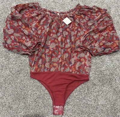 Free People Bodysuit Intimately Free Sundown Paisley Long Sleeve Cotton S NWT - Image 1 of 4