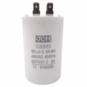 30UF 450VAC Motor Run Capacitor 450V AC CBB60 30 UF Round White 50/60HZ Cap - Picture 1 of 2