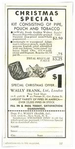 Print Ad Wally Frank Pipe Kit Christmas Special 1936 2.5x5" Advertisement - Bild 1 von 4