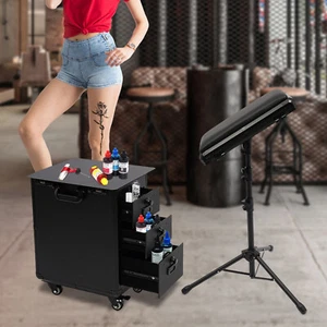 Rest Bracket Black Rolling Tattoo Case Portable Makeup Koffer mit Tattoo Hand - Bild 1 von 22