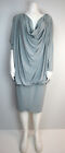 VINTAGE 80s WOMEN'S GRAY DRESS WITH FAUX PUR DETAILS - SIZE 12 - STRETCH