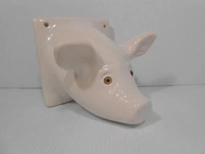 Delantal colgante toalla de pared ojos de plástico cabeza de cerdo grande de cerámica vintage Foto 1 de 4