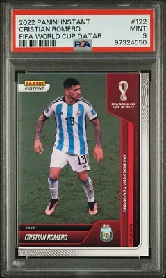 2022 Panini Instant FIFA World Cup 122 Cristian Romero Argentina PSA 9 - Image 1 of 2
