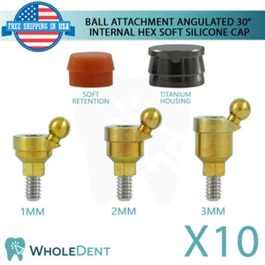 10x Accesorio de bola angular 30° Tapas de silicona suave Implante dental Int hexagonal - Imagen 1 de 3