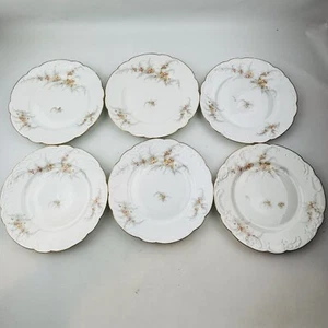 Limoges Elite 6 Salad Plate Lot Pink Yellow Floral Spray Gold Rim J.Mc.D&S - Picture 1 of 6