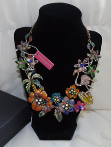 Christian Siriano NY Crystal & Glass Flamingo & Floral Colorful Necklace - Nice