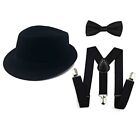 1920s mens Accessories Fedora Gangster Hat Costume Accessory Y-Back Suspenders 
