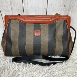 FENDI Pecan Pattern PVC leather Sholder bag Vintage Brown - Picture 1 of 10