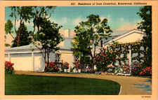 Postcard Home of Joan Crawford Brentwood California Linen