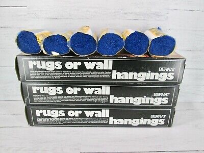 Vintage 70s Bernat Rya Tabriz Latch Hook Rug Maker Yarn Royal Blue 4 1/2  Lot 36 • 37.48€