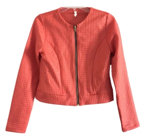 Tyche Quilted Jacket Womens Size S Zip Up Orange Long Sleeves Crewneck - Picture 1 of 12