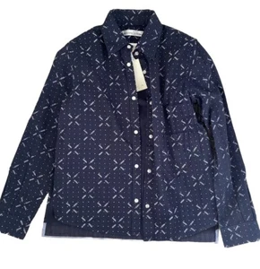 Golden Goose Shirt Pegasus Navy Pois Größe S Langarm Druckknopfverschluss Neu mit Etikett - Bild 1 von 8