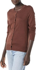 NWOT Amazon Essentials Women's Lightweight Button Up Cardigan Sweater Brown XS - Picture 1 of 12