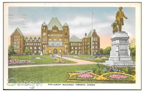Postal coloreada a mano - ""Edificios del Parlamento, Toronto, Canadá"" - alrededor de 1950 - Imagen 1 de 2