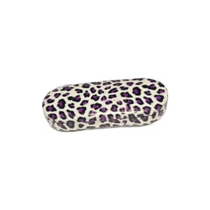 Animal Print Clam Shell metal Eyeglass case !  Purplee spots FREE SHIPPING - Picture 1 of 3