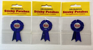 3 Packs Vtg Mrs Grossman Sticky Patch Stickers Best Blue Ribbon Winner 2.5 x 1.5 - Picture 1 of 5