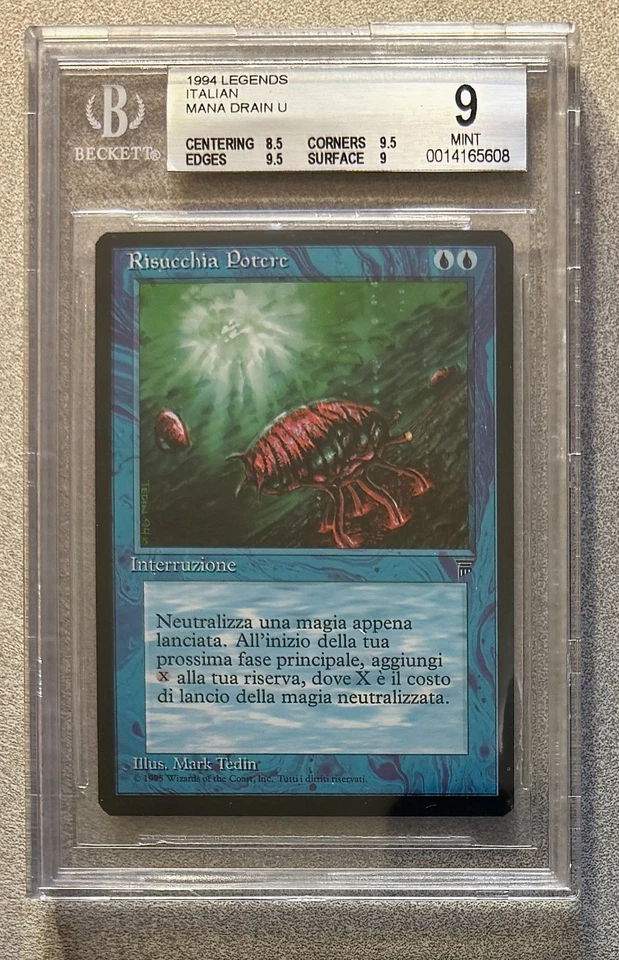 Mana Drain MTG Legends Italian BGS Mint 9 Edges/Corners 9.5 Magic The Gathering - Image 1 of 2