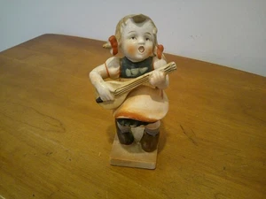 Statuina porcellana giapponese vintage - ragazza che suona il mandolino - dipinta a mano - Foto 1 di 10