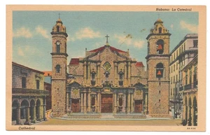 Vintage Havana Cuba Havana Cathedral Linen American c1930s Postcard - Picture 1 of 2