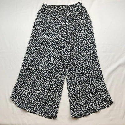 Pantalones de salón Joe B azules blancos florales fluidos pierna ancha boho costeros talla XS Foto 1 de 4