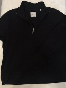 Tommy Bahama 1/4 Zip Pima Cotton Pull Over Sweater Mens Large Long Sleeve Black - Picture 1 of 12