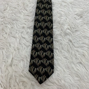 Haggar black brown geometric silk necktie 59”x4” - Picture 1 of 2