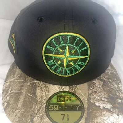 7 5/8 Seattle Mariners Negro Nylon/Camuflaje Realtree 40 Aniversario UV verde Foto 1 de 4