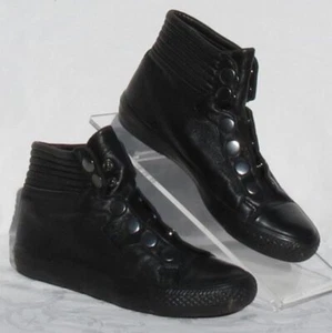Stivali sneakers alti VESPA da donna ASH US 6 6,5 37 $152 in pelle nera a scatto - Foto 1 di 6