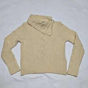 Paul James England Wool Sweater Womens Medium Cream Mock Turtleneck Fisherman - Picture 1 of 24