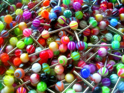 Wholesale Lot of 20 pcs. Tongue Rings Body Jewelry  14g 5/8" FREE SHIPPING - Image 1 of 3