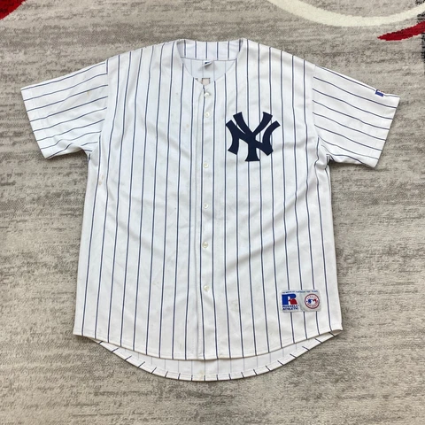 Vintage Jason Giambi New York Yankees Jersey Adult Large White Blue Baseball Men Cover