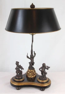 Rare Vintage Art Deco Bronze Figural Lamp with Bronze Monkey Musical Band - Picture 1 of 12