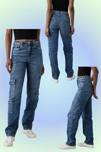 American Eagle Jeans Super High Waist Cargo Baggy Straight Stretch 00R 24/31 - Bild 1 von 10