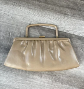 Borsa a mano donna Ande vintage beige chiusura chiusura plissettata 5,5x12 raso - Foto 1 di 4