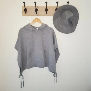 Lululemon All in a Day Hooded Poncho Sweater Wool Gray Side Ties One Size - Picture 1 of 7