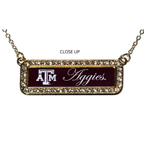 TEXAS A&M Jewelry NECKLACE Gold Tone chain Rhinestone Pendant Bling fan GIFT NEW Cover