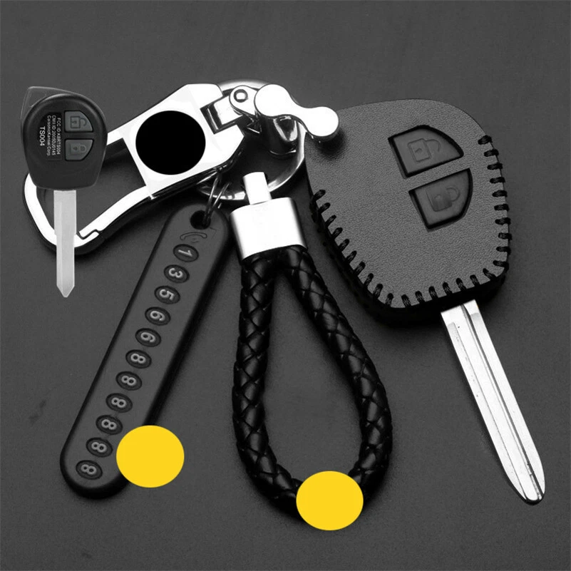 2 Button Real Leather Car Key Fob Case Cover For SUZUKI Grand Vitara Swift Liana - Изображение 1 из 4