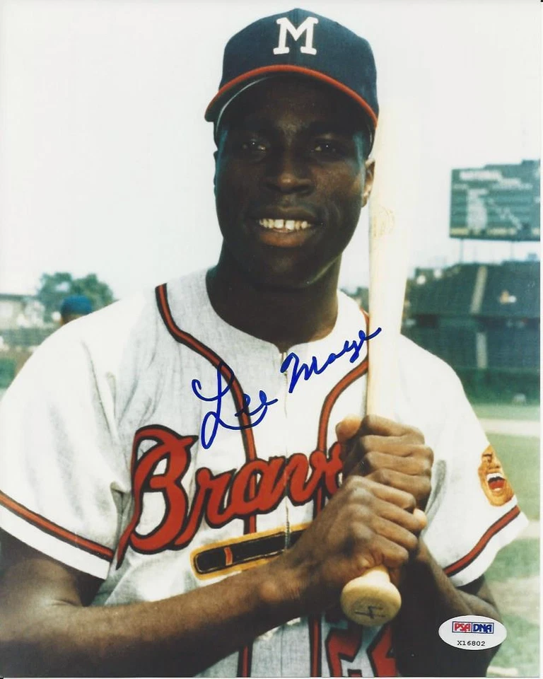 Lee Maye Braves Signed Auto 8x10 Photo PSA/DNA Certified Autograph - Image 1 of 1