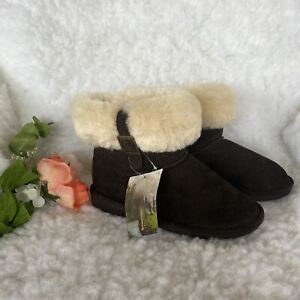 Bearpaw Abby Women's Suede Sheepskin Wool Fur Slip On Ankle Boots Sz 7